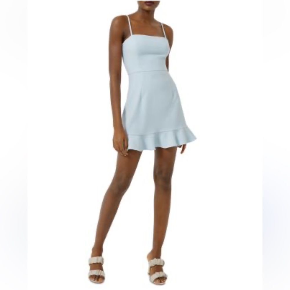 FRENCH CONNECTION Dress NEW Whisper Frill Hem Cami Mini Light Dream Blue Size 8 - Picture 12 of 12